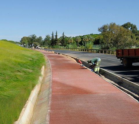 Road with bicycle lane and water supply conduit | 2011